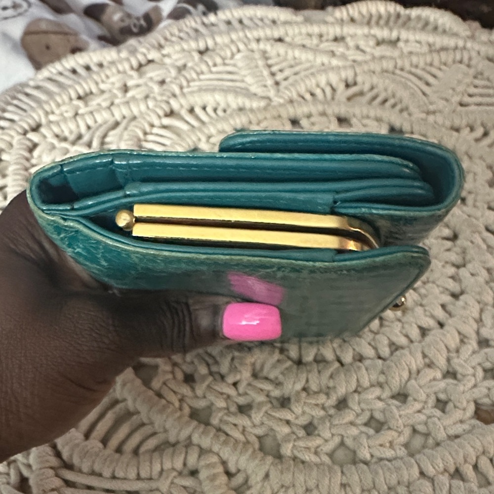 Miu Miu Teal Crocodile-Embossed Wallet - Picture 4 of 16